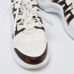 Louis Vuitton White/Brown Neoprene, Mesh and Monogram Canvas Archlight Low-Top Sneakers Size 40
