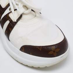 Louis Vuitton White/Brown Neoprene, Mesh and Monogram Canvas Archlight Low-Top Sneakers Size 40