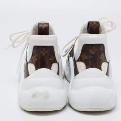 Louis Vuitton White/Brown Neoprene, Mesh and Monogram Canvas Archlight Low-Top Sneakers Size 40