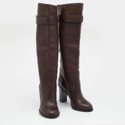 مملوكة مسبقًا Louis Vuitton Dark Brown Leather Knee Length Boots Size 37