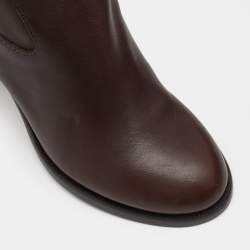 مملوكة مسبقًا Louis Vuitton Dark Brown Leather Knee Length Boots Size 37