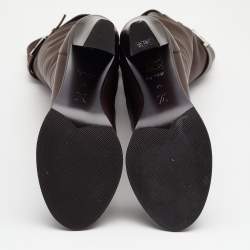 مملوكة مسبقًا Louis Vuitton Dark Brown Leather Knee Length Boots Size 37