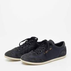 Louis Vuitton Navy Blue Suede and Nylon Low-Top Sneakers Size 37
