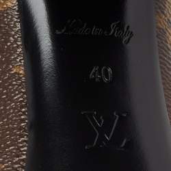 Pre Owned حذاء كعب عالي لوي فيتون مادلين كانفاس مونوغرامي بني كعب مربع سميك مقاس 40