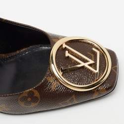 Pre Owned حذاء كعب عالي لوي فيتون مادلين كانفاس مونوغرامي بني كعب مربع سميك مقاس 40