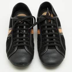 Louis Vuitton Black Leather And Suede Low Top Sneakers Size 38.5