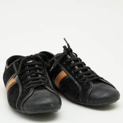 Louis Vuitton Black Leather And Suede Low Top Sneakers Size 38.5