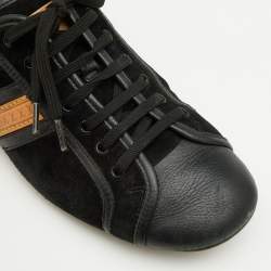 Louis Vuitton Black Leather And Suede Low Top Sneakers Size 38.5