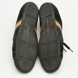 Louis Vuitton Black Leather And Suede Low Top Sneakers Size 38.5