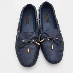 مملوكة مسبقًا حذاء لوفرز لوي فيتون غلوريا جلد إيبي أزرق سليب أون بفيونكة مقاس 38