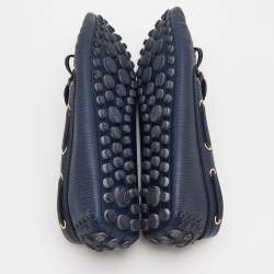 مملوكة مسبقًا حذاء لوفرز لوي فيتون غلوريا جلد إيبي أزرق سليب أون بفيونكة مقاس 38