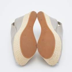 Pre Owned Louis Vuitton Grey Patent Leather Lagoon Espadrilles Platform Wedge Slingback Sandals Size 39