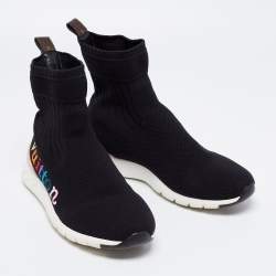 Louis Vuitton Black Knit Fabric Aftergame High-Top Sneakers Size 39