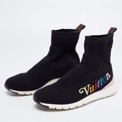 Louis Vuitton Black Knit Fabric Aftergame High-Top Sneakers Size 39