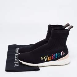 Louis Vuitton Black Knit Fabric Aftergame High-Top Sneakers Size 39