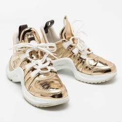 Pre Owned حذاء رياضي لوي فيتون LV آركلايت جلد ذهبي ميتاليك مقاس 39