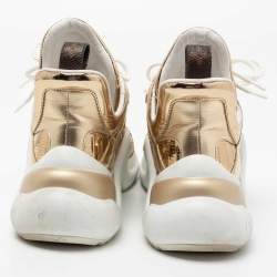 Pre Owned حذاء رياضي لوي فيتون LV آركلايت جلد ذهبي ميتاليك مقاس 39