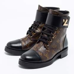Louis Vuitton Black Leather Diplomacy Ranger Combat Boots Size 39 Louis  Vuitton