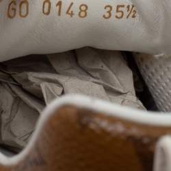 Louis Vuitton White/Brown Leather And Monogram Canvas Run Away Low Top Sneakers Size 35.5