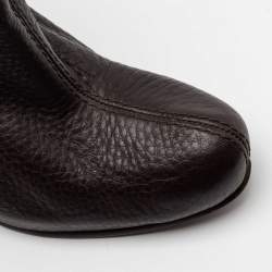 Pre Owned Louis Vuitton Dark Brown Leather Ankle Length Boots 37.5