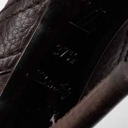 Pre Owned Louis Vuitton Dark Brown Leather Ankle Length Boots 37.5