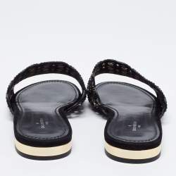 مملوكة مسبقًا Louis Vuitton Black Leather Embellished  Sandals Size 39