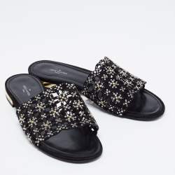 مملوكة مسبقًا Louis Vuitton Black Leather Embellished  Sandals Size 39