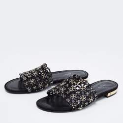مملوكة مسبقًا Louis Vuitton Black Leather Embellished  Sandals Size 39