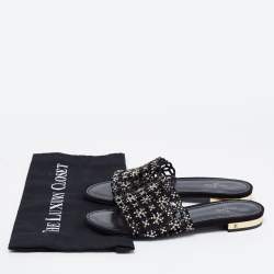 مملوكة مسبقًا Louis Vuitton Black Leather Embellished  Sandals Size 39