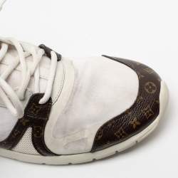 Louis Vuitton White Knit Fabric And Leather Aftergame Lace Up Sneakers Size 40
