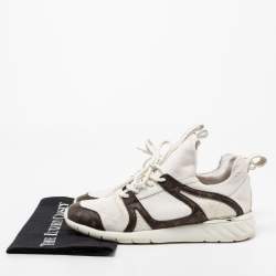 Louis Vuitton White Knit Fabric And Leather Aftergame Lace Up Sneakers Size 40