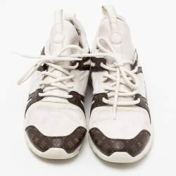 Louis Vuitton White Knit Fabric And Leather Aftergame Lace Up Sneakers Size 40