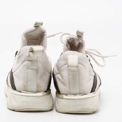 Louis Vuitton White Knit Fabric And Leather Aftergame Lace Up Sneakers Size 40