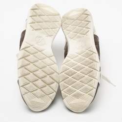 Louis Vuitton White Knit Fabric And Leather Aftergame Lace Up Sneakers Size 40