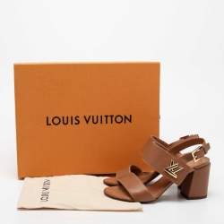 Pre Owned Louis Vuitton Brown Leather Horizon Sandals Size 37.5