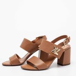 Pre Owned Louis Vuitton Brown Leather Horizon Sandals Size 37.5