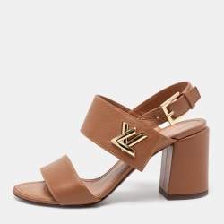 Pre Owned Louis Vuitton Brown Leather Horizon Sandals Size 37.5