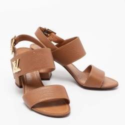 Pre Owned Louis Vuitton Brown Leather Horizon Sandals Size 37.5
