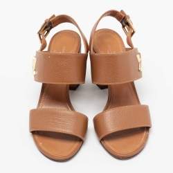 Pre Owned Louis Vuitton Brown Leather Horizon Sandals Size 37.5