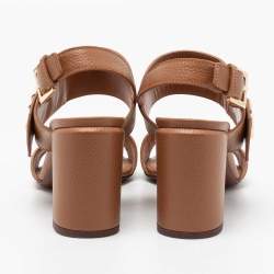 Pre Owned Louis Vuitton Brown Leather Horizon Sandals Size 37.5