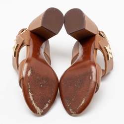 Pre Owned Louis Vuitton Brown Leather Horizon Sandals Size 37.5
