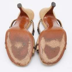 مملوكة مسبقًا Louis Vuitton Beige Embellished Canvas and Leather Slide Sandals Size 39