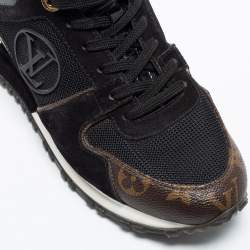 Louis Vuitton Black/Brown Mesh, Suede and Monogram Canvas Run Away Low-Top Sneakers Size 38
