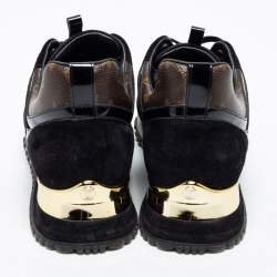 Louis Vuitton Black/Brown Mesh, Suede and Monogram Canvas Run Away Low-Top Sneakers Size 38
