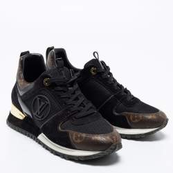 Louis Vuitton Black/Brown Mesh, Suede and Monogram Canvas Run Away Low-Top Sneakers Size 38