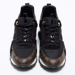 Louis Vuitton Black/Brown Mesh, Suede and Monogram Canvas Run Away Low-Top Sneakers Size 38