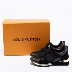 Louis Vuitton Black/Brown Mesh, Suede and Monogram Canvas Run Away Low-Top Sneakers Size 38