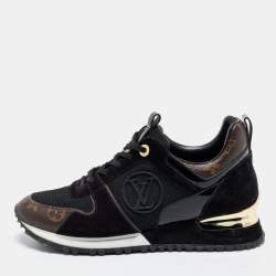 Louis Vuitton Black/Brown Mesh, Suede and Monogram Canvas Run Away Low-Top Sneakers Size 38