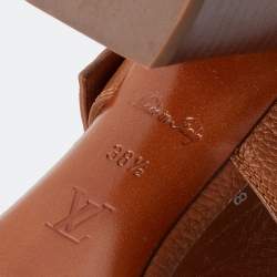 Pre Owned صندل لوي فيتون جلد بني سير كاحل أفقي مقاس 38.5 