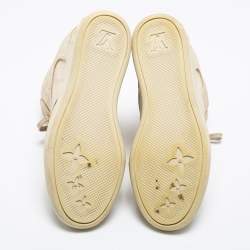 Louis Vuitton Off White Monogram Suede And Leather Cliff Top Wedge Sneakers Size 38